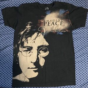 Black English Laundry John Lennon Art Tee Size M Imagine Peace Beatles Band